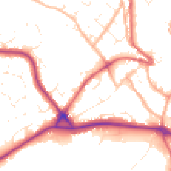 Daytime road noise heatmap for PL25 5JG