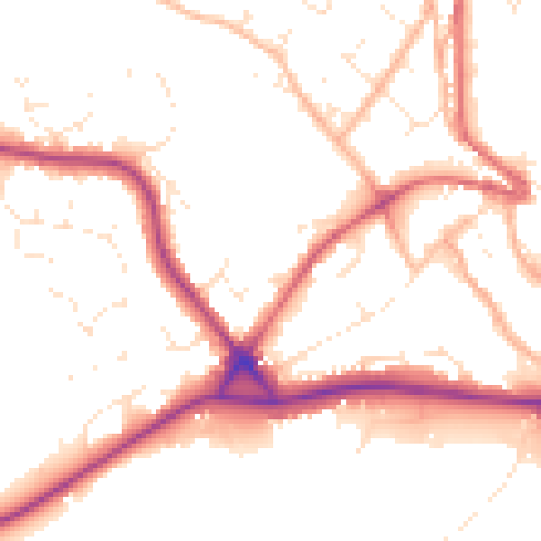 Daytime road noise heatmap for PL25 5JT