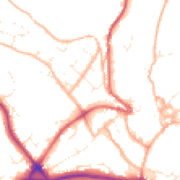 Daytime road noise heatmap for PL25 5NU