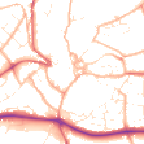 Daytime road noise heatmap for PL25 5PE