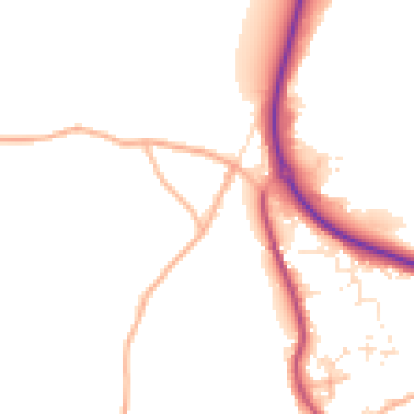 Daytime road noise heatmap for PL25 5RL