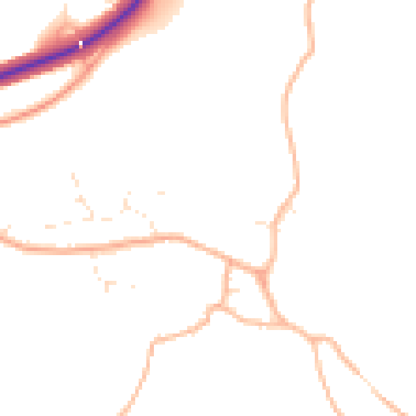Daytime road noise heatmap for PL26 7BA