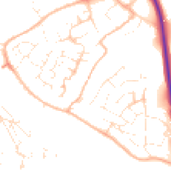 Daytime road noise heatmap for PL27 6AL