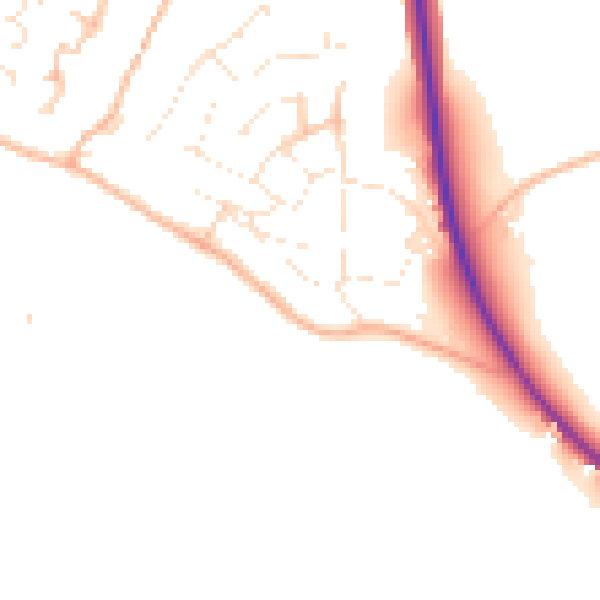 Daytime road noise heatmap for PL27 6AQ