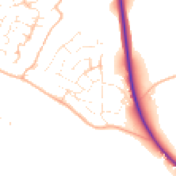 Daytime road noise heatmap for PL27 6AR