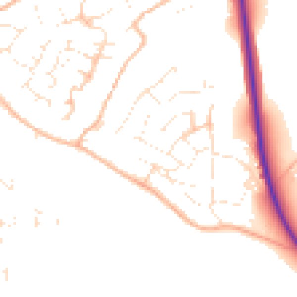 Daytime road noise heatmap for PL27 6AW