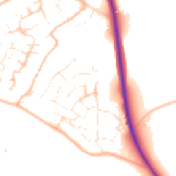 Daytime road noise heatmap for PL27 6AZ