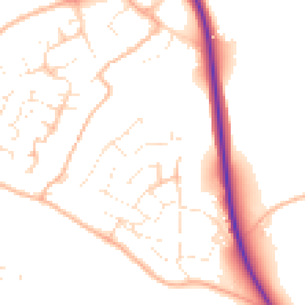 Daytime road noise heatmap for PL27 6BB