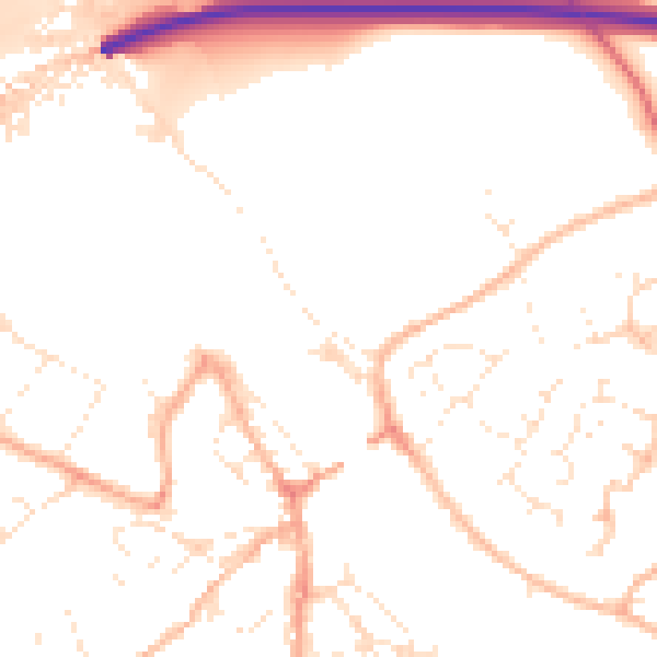 Daytime road noise heatmap for PL27 6DD