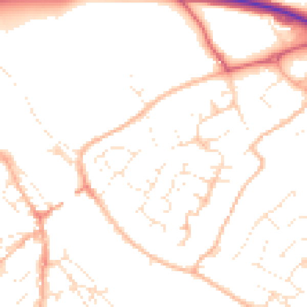 Daytime road noise heatmap for PL27 6DG