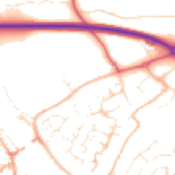 Daytime road noise heatmap for PL27 6DH