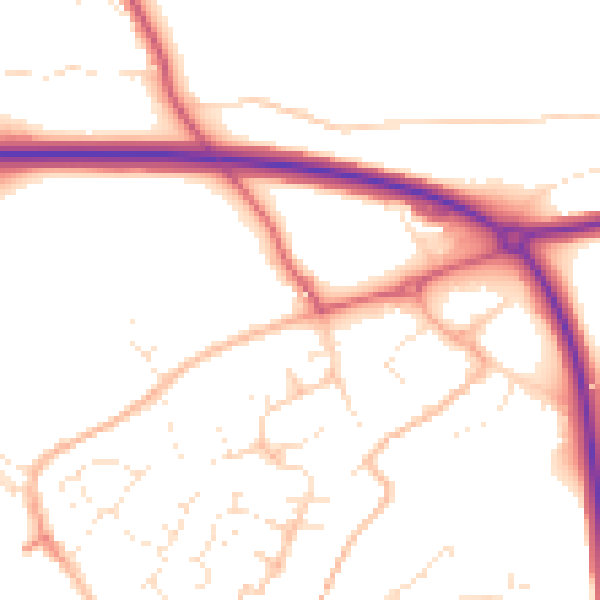 Daytime road noise heatmap for PL27 6DJ