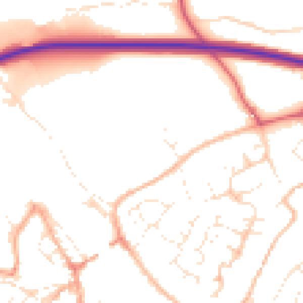 Daytime road noise heatmap for PL27 6DP