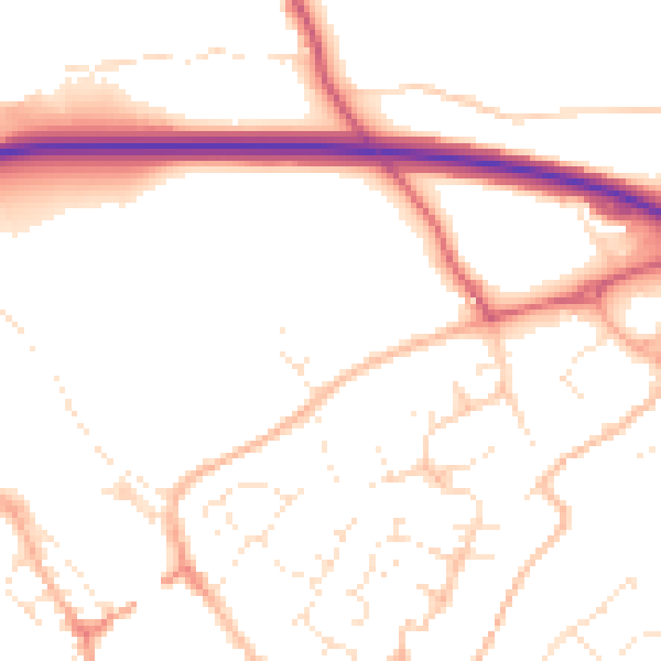 Daytime road noise heatmap for PL27 6DR