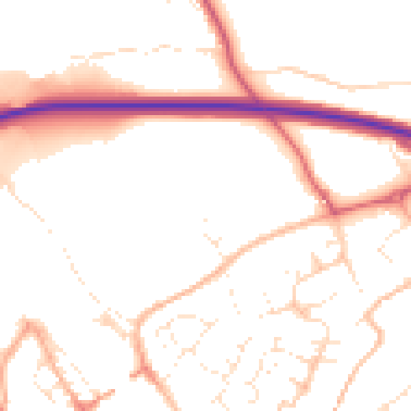Daytime road noise heatmap for PL27 6DS