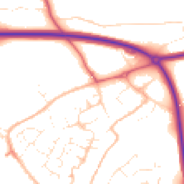 Daytime road noise heatmap for PL27 6DT