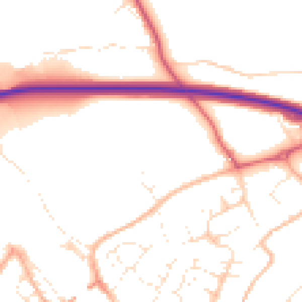 Daytime road noise heatmap for PL27 6DW