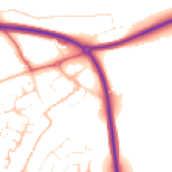 Daytime road noise heatmap for PL27 6GH