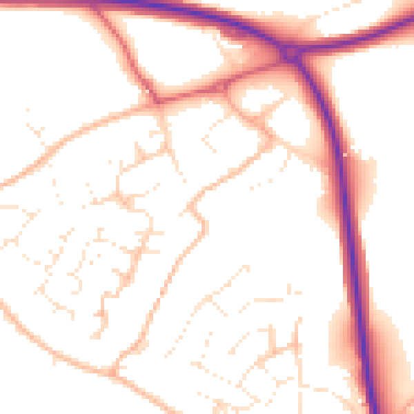 Daytime road noise heatmap for PL27 6HH