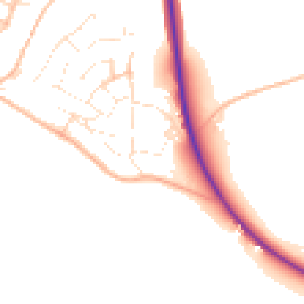 Daytime road noise heatmap for PL27 6HT