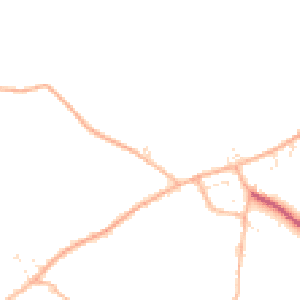 Daytime road noise heatmap for PL27 6NZ