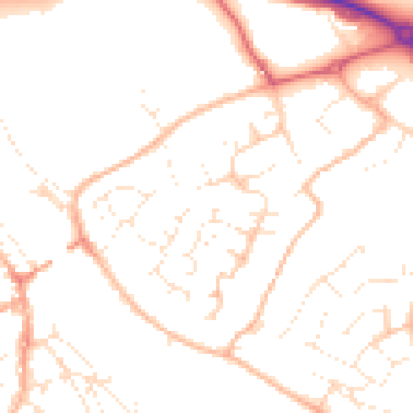 Daytime road noise heatmap for PL27 6UR