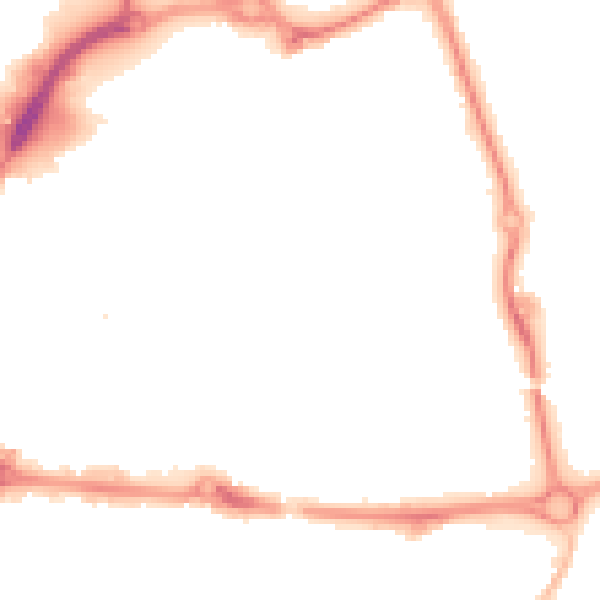 Night-time road noise heatmap for PO1 1LB