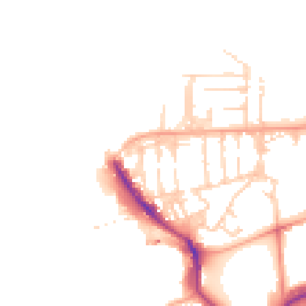 Daytime road noise heatmap for PO1 3EJ