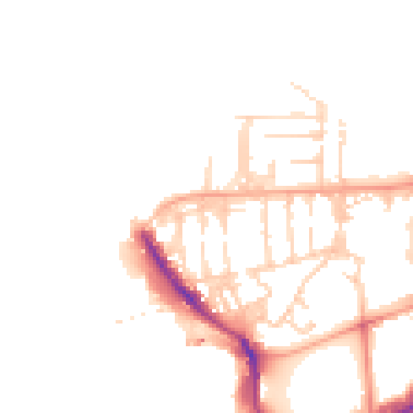 Daytime road noise heatmap for PO1 3HU