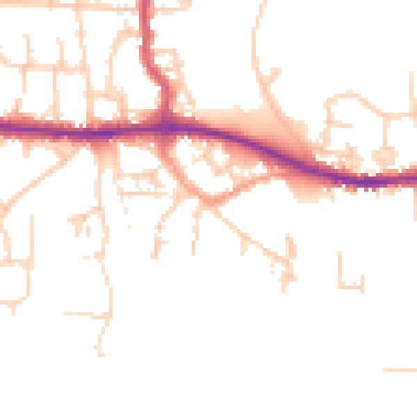 Daytime road noise heatmap for PO10 7AN