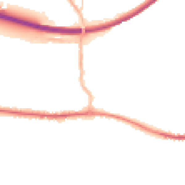 Night-time road noise heatmap for PO10 7BY