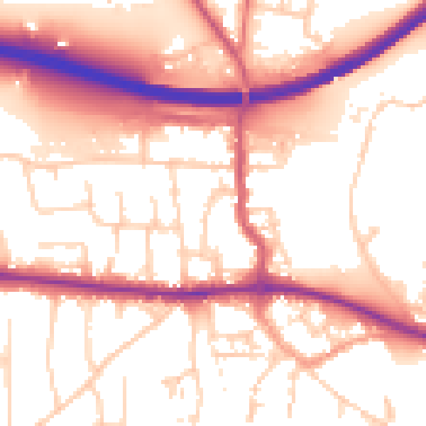 Daytime road noise heatmap for PO10 7DN