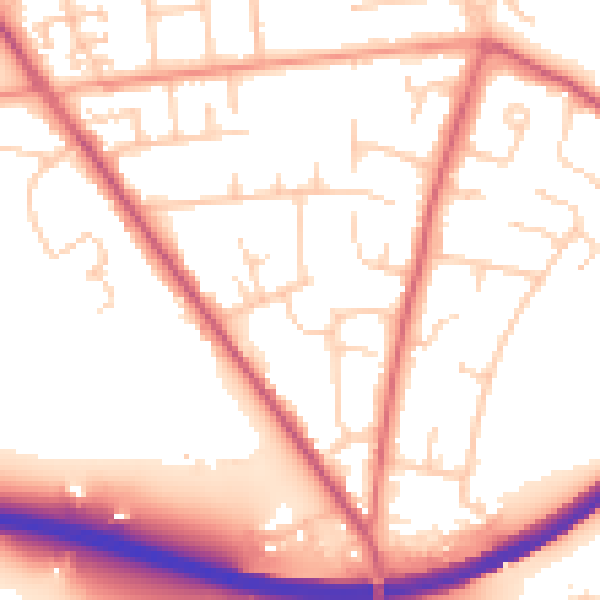 Daytime road noise heatmap for PO10 7PX