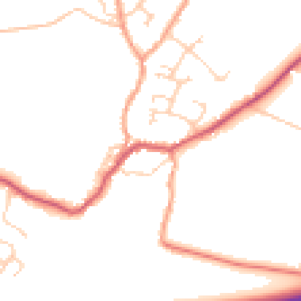 Daytime road noise heatmap for PO10 8SF