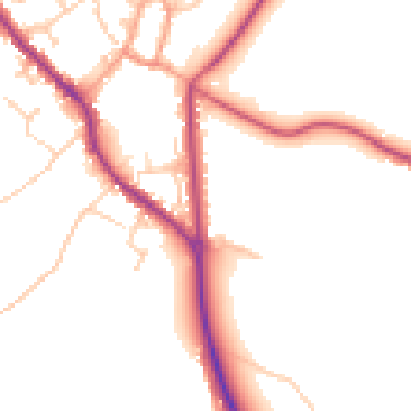 Daytime road noise heatmap for PO17 5AA