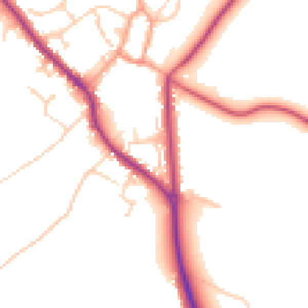 Daytime road noise heatmap for PO17 5AB