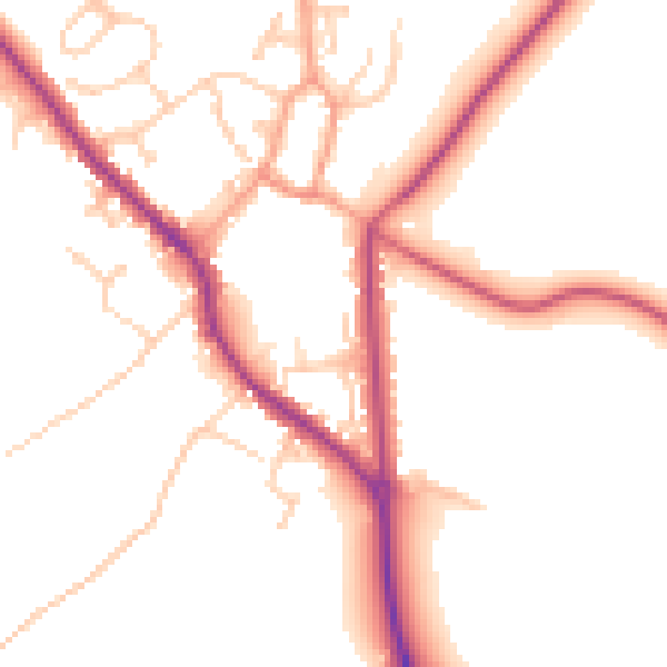 Daytime road noise heatmap for PO17 5AD