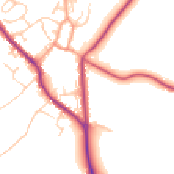 Daytime road noise heatmap for PO17 5AE