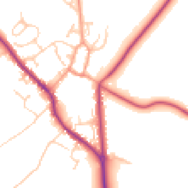 Daytime road noise heatmap for PO17 5AF
