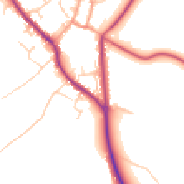 Daytime road noise heatmap for PO17 5BY