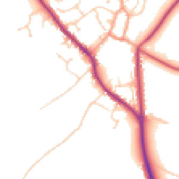 Daytime road noise heatmap for PO17 5DD