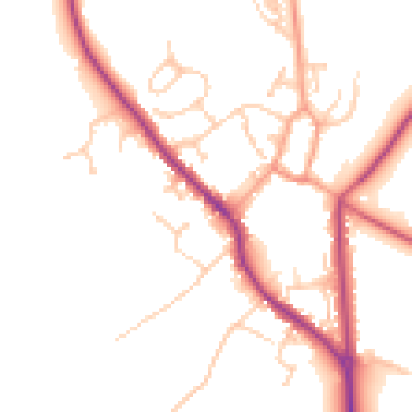 Daytime road noise heatmap for PO17 5ER