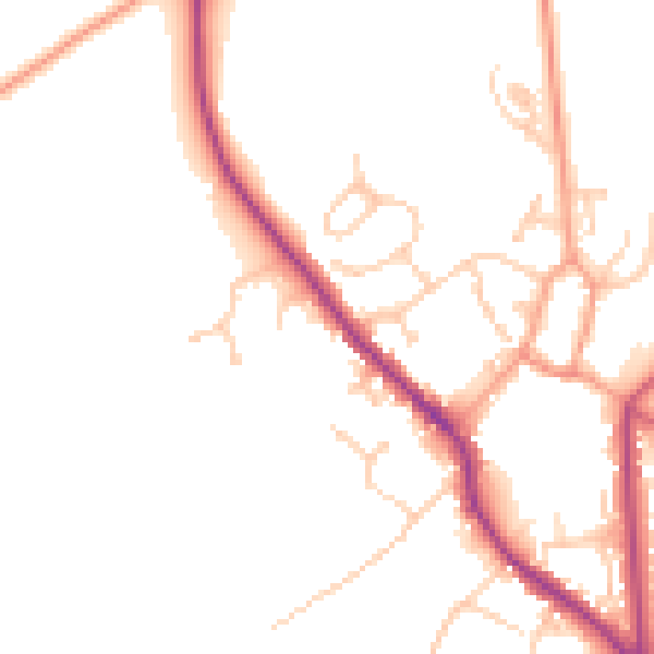 Daytime road noise heatmap for PO17 5EX