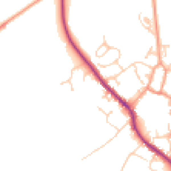 Daytime road noise heatmap for PO17 5EY