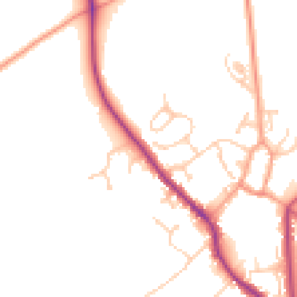 Daytime road noise heatmap for PO17 5HL