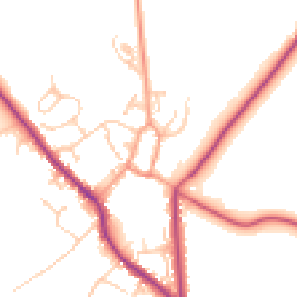Daytime road noise heatmap for PO17 5HY