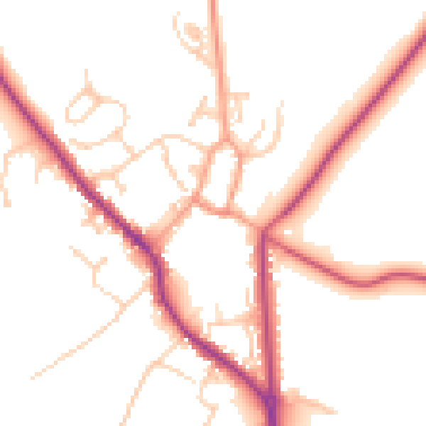 Daytime road noise heatmap for PO17 5JE