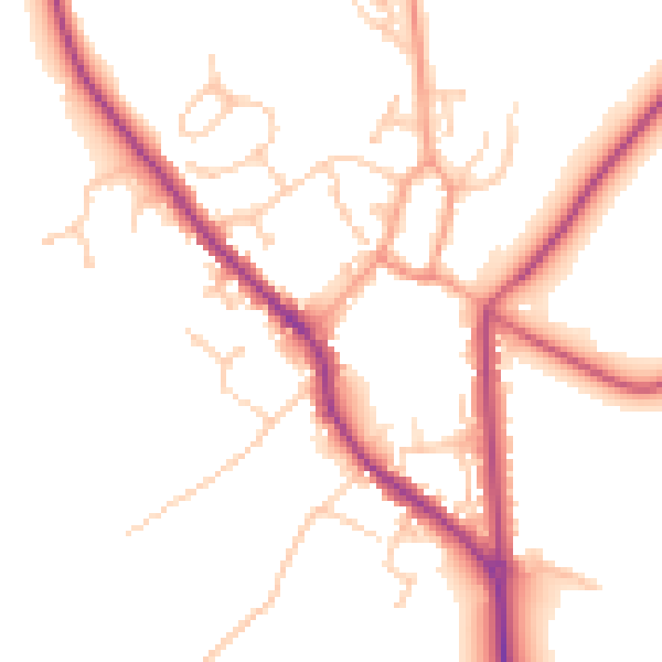 Daytime road noise heatmap for PO17 5JN