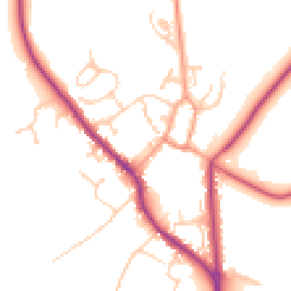 Daytime road noise heatmap for PO17 5JW