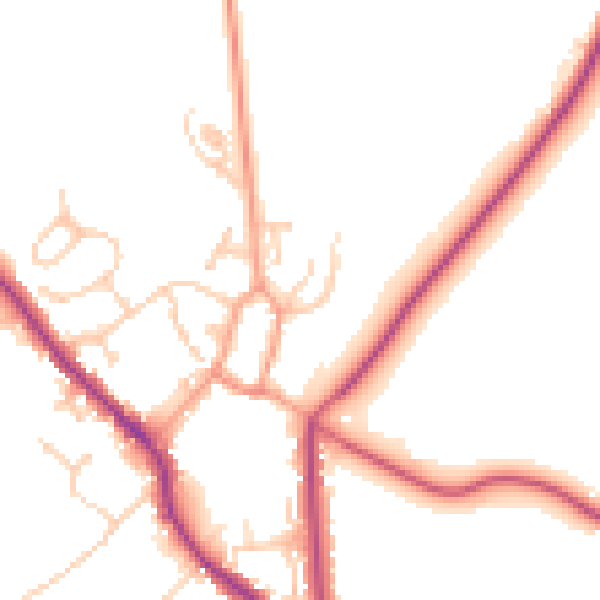 Daytime road noise heatmap for PO17 5JY